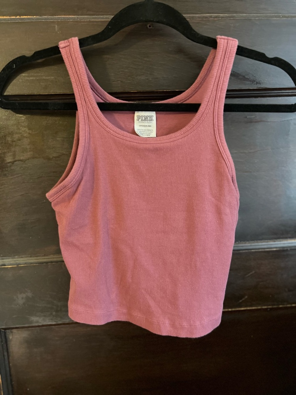 PINK Victoria's Secret Ribbed Scoop Tank in Dusty Rose